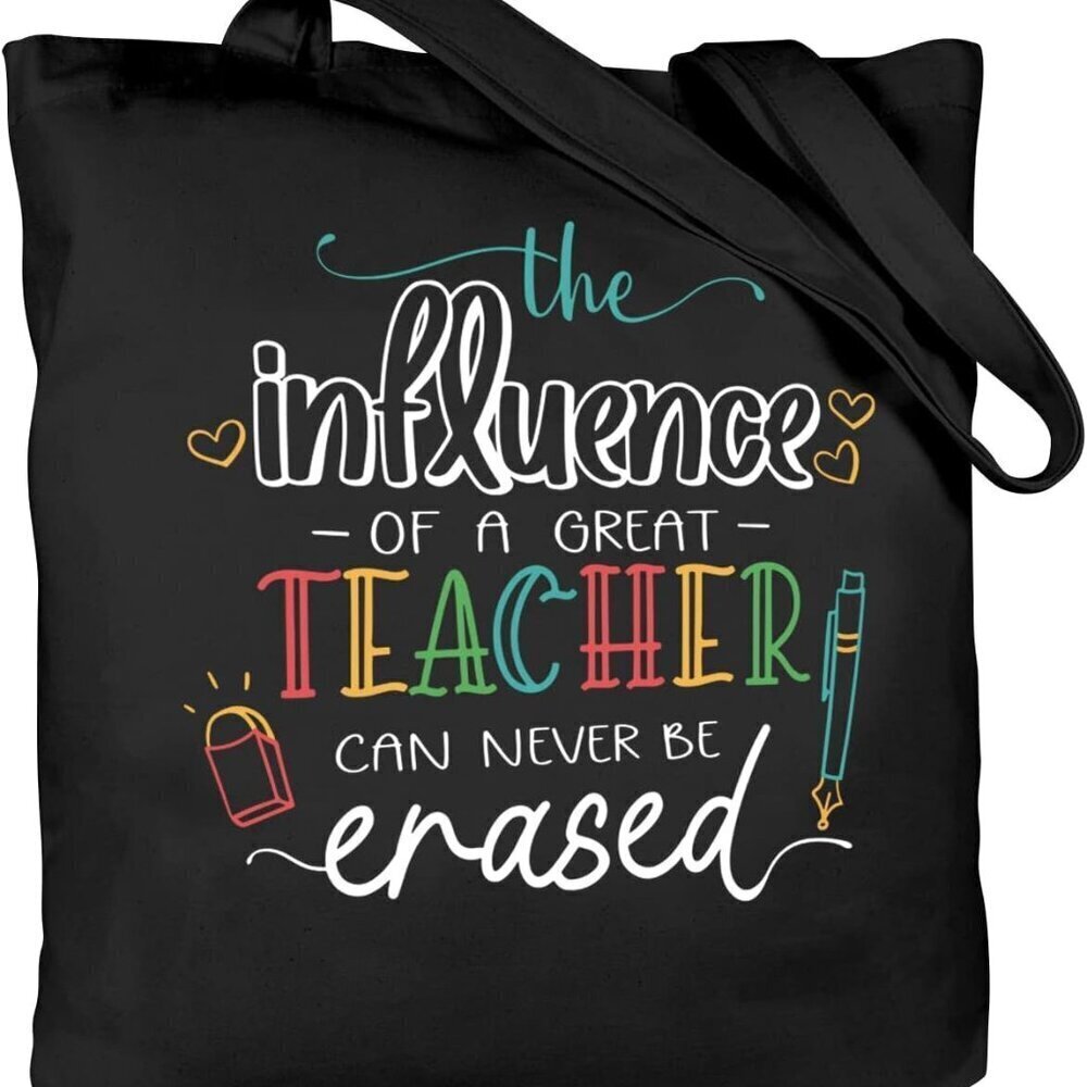 Canvas Teacher Bag with Pocket Spacious Gift for Teachers Women